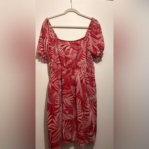 Red and white off the shoulder dress